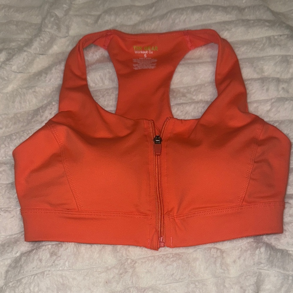 Tek Gear Bright Orange Zip-Front Sports Bra